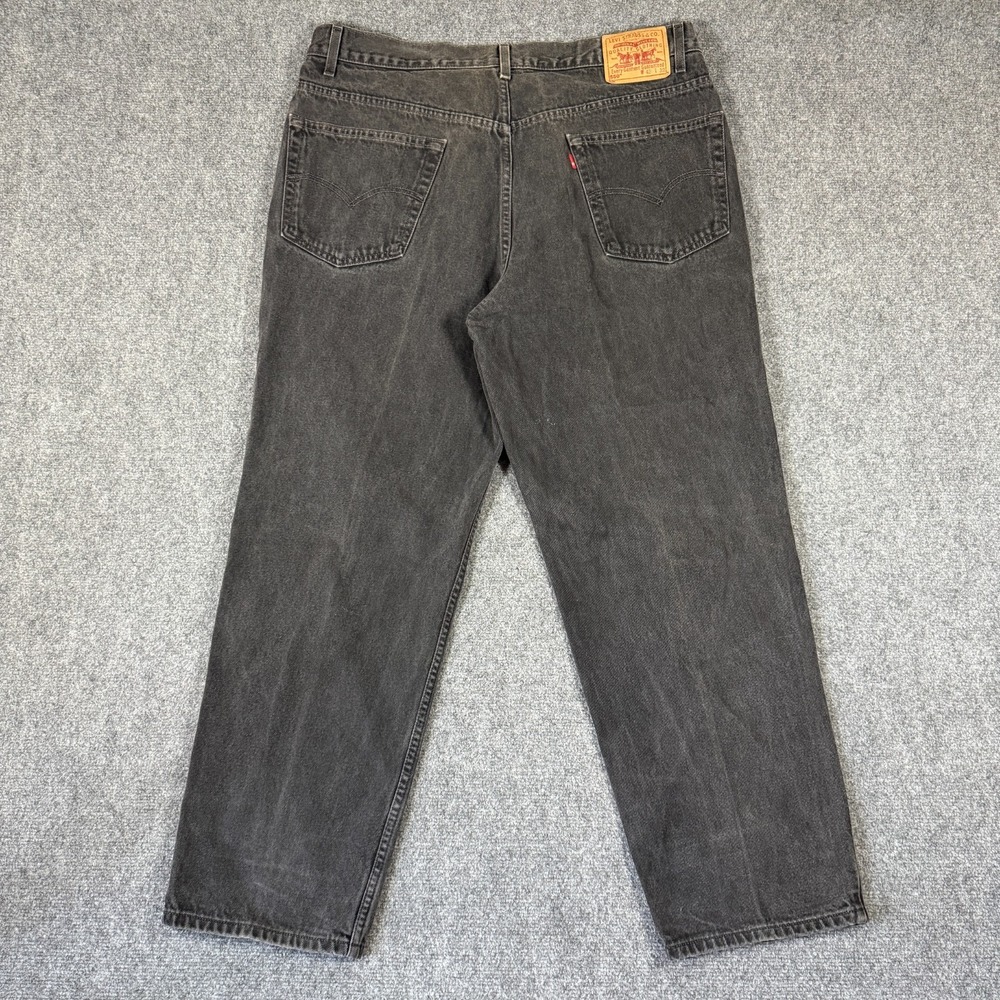 Levis 550 Relaxed Fit Jeans Mens 42x30 Black Wash Tapered Leg Pants *READ